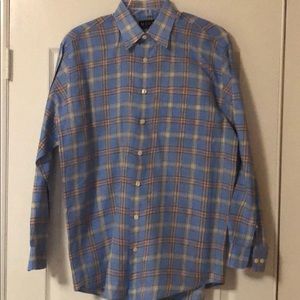 100% Linen Long Sleeves Blue and Yellow Shirt
